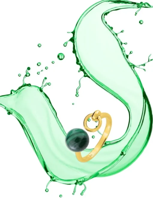 Bague or jaune 750 ‰ et malachite SO OR