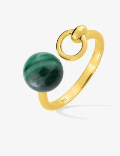 Bague or jaune 750 ‰ et malachite SO OR