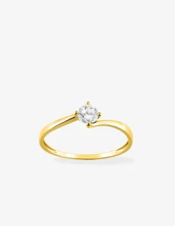 Bague or jaune 750 ‰ et oxyde de zirconium 0,30 ct serti griffes SO OR
