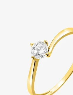 Bague or jaune 750 ‰ et oxyde de zirconium 0,30 ct serti griffes SO OR
