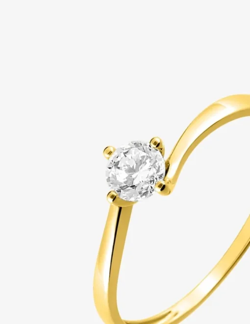 Bague or jaune 750 ‰ et oxyde de zirconium 0,30 ct serti griffes SO OR