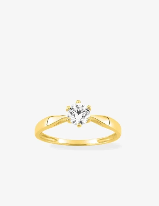 Bague or jaune 750 ‰ et oxyde de zirconium 0,50 ct SO OR