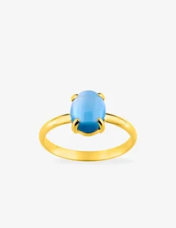 Bague or jaune 750 ‰ et topaze bleue traitée SO OR