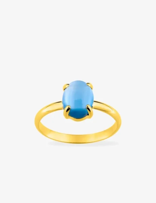 Bague or jaune 750 ‰ et topaze bleue traitée SO OR