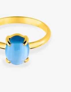 Bague or jaune 750 ‰ et topaze bleue traitée SO OR