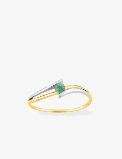Bague or jaune 750 ‰ émeraude et rhodium SO OR