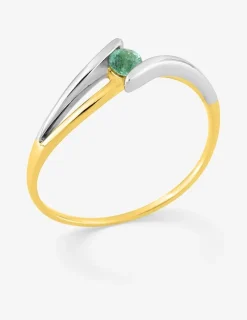 Bague or jaune 750 ‰ émeraude et rhodium SO OR