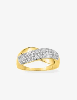 Bague or jaune 750 ‰ oxyde de zirconium et rhodium SO OR