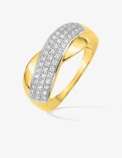 Bague or jaune 750 ‰ oxyde de zirconium et rhodium SO OR