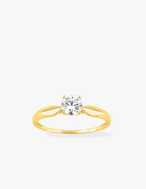 Bague or jaune 750 ‰, oxyde de zirconium 0,50 ct SO OR