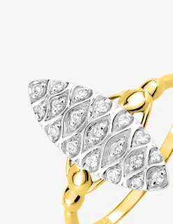 Bague or jaune 375 ‰, oxydes de zirconium et rhodium SO OR