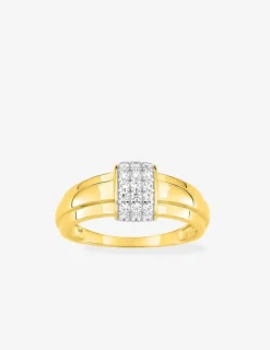 Bague or jaune 375 ‰ oxydes de zirconium et rhodium SO OR