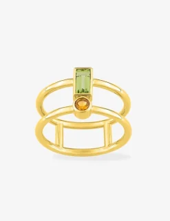 Bague or jaune 750 ‰ péridot et citrine SO OR