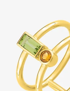 Bague or jaune 750 ‰ péridot et citrine SO OR