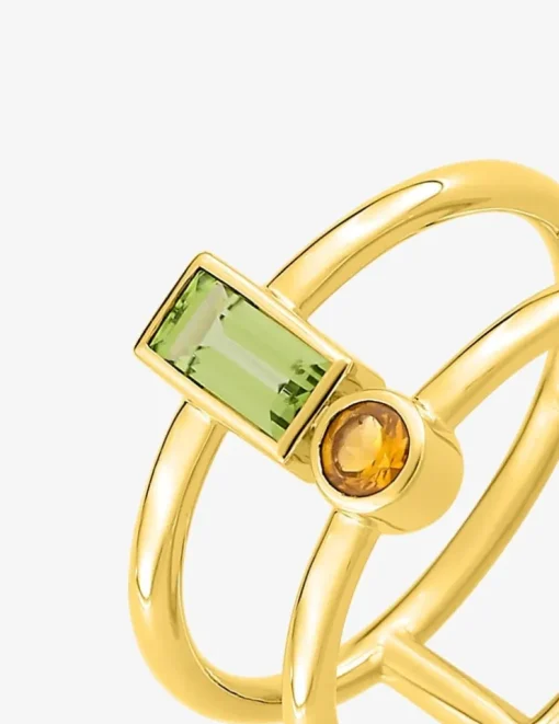 Bague or jaune 750 ‰ péridot et citrine SO OR