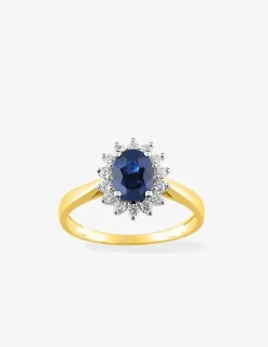Bague or jaune 750 ‰, rhodium, saphir, oxydes de zirconium SO OR