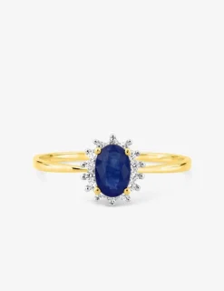 Bague or jaune 750 ‰, saphir, oxydes de zirconium et rhodium SO OR