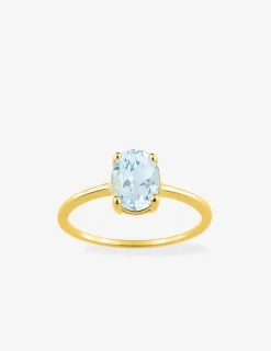 Bague or jaune 375‰, aigue-marine SO OR