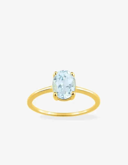 Bague or jaune 375‰, aigue-marine SO OR