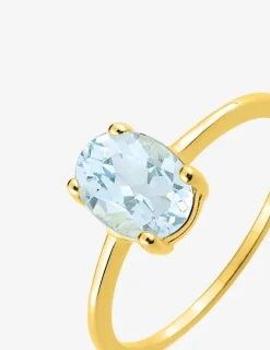 Bague or jaune 375‰, aigue-marine SO OR