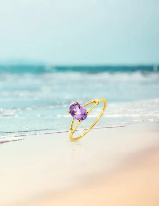 Bague or jaune 375‰, améthyste SO OR