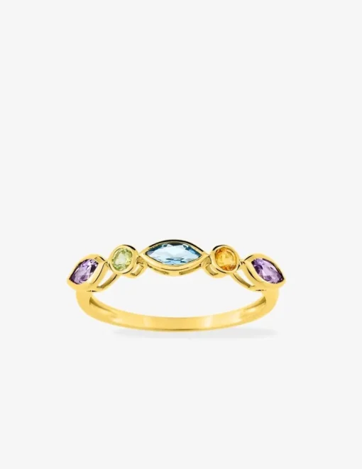 Bague or jaune 375‰, améthyste, topaze, citrine, péridot SO OR