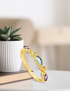 Bague or jaune 375‰, améthyste, topaze, citrine, péridot SO OR