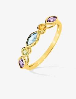 Bague or jaune 375‰, améthyste, topaze, citrine, péridot SO OR