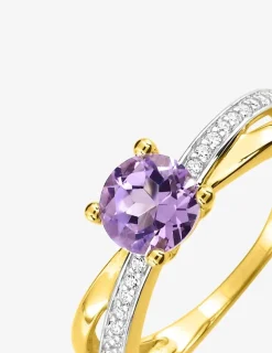 Bague or jaune 375‰, améthyste, oxyde de zirconium SO OR