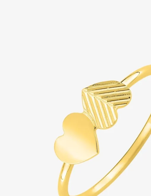 Bague or jaune 375‰ double cœurs inversés SO OR