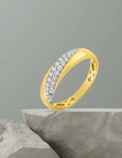 Bague or jaune 375‰ et oxyde de zirconium SO OR