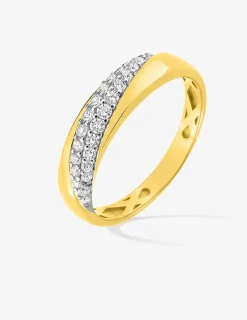 Bague or jaune 375‰ et oxyde de zirconium SO OR