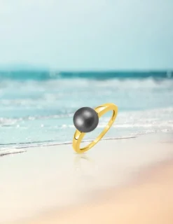 Bague or jaune 375‰ et perles 8 mm SO OR