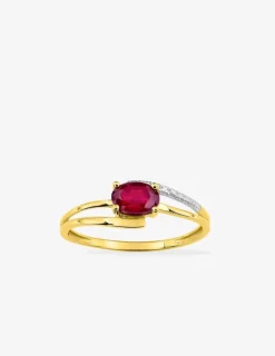 Bague or jaune 375‰ et rubis SO OR