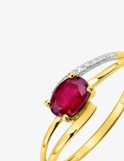 Bague or jaune 375‰ et rubis SO OR