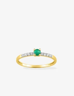 Bague or jaune 375‰, émeraude et oxyde de zirconium SO OR