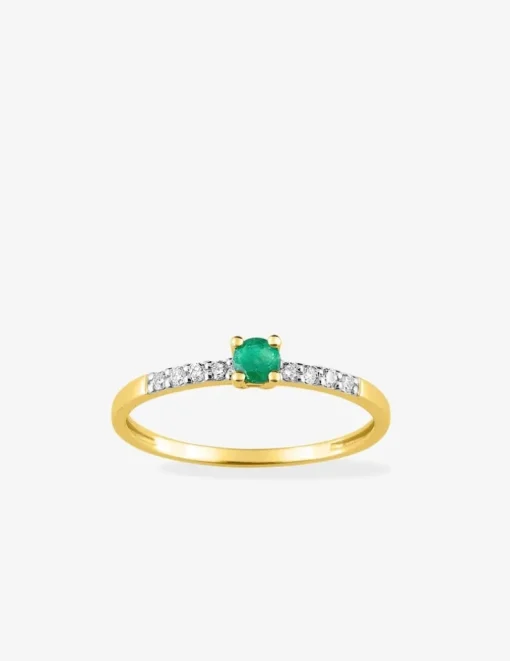 Bague or jaune 375‰, émeraude et oxyde de zirconium SO OR