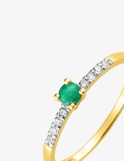 Bague or jaune 375‰, émeraude et oxyde de zirconium SO OR
