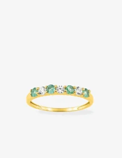 Bague or jaune 375‰, émeraudes, oxydes de zirconium SO OR