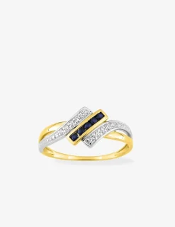 Bague or jaune 375‰, saphir et oxyde de zirconium SO OR