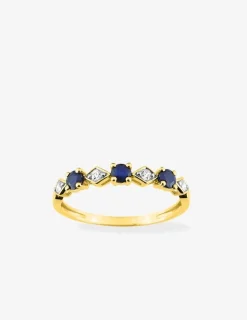Bague or jaune 375‰, saphirs et oxydes de zirconium SO OR