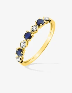 Bague or jaune 375‰, saphirs et oxydes de zirconium SO OR