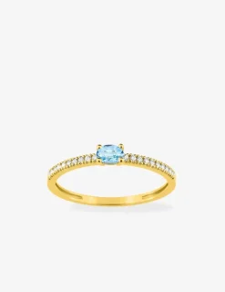 Bague or jaune 375‰, topaze, oxyde de zirconium SO OR