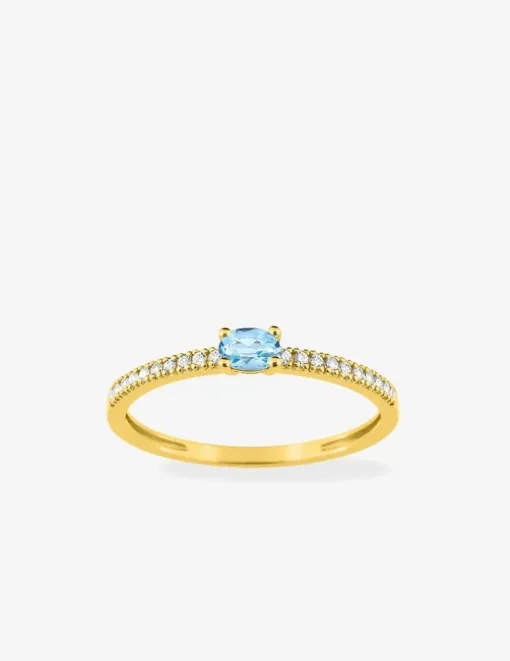 Bague or jaune 375‰, topaze, oxyde de zirconium SO OR