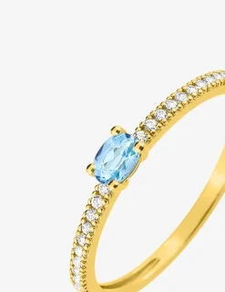 Bague or jaune 375‰, topaze, oxyde de zirconium SO OR