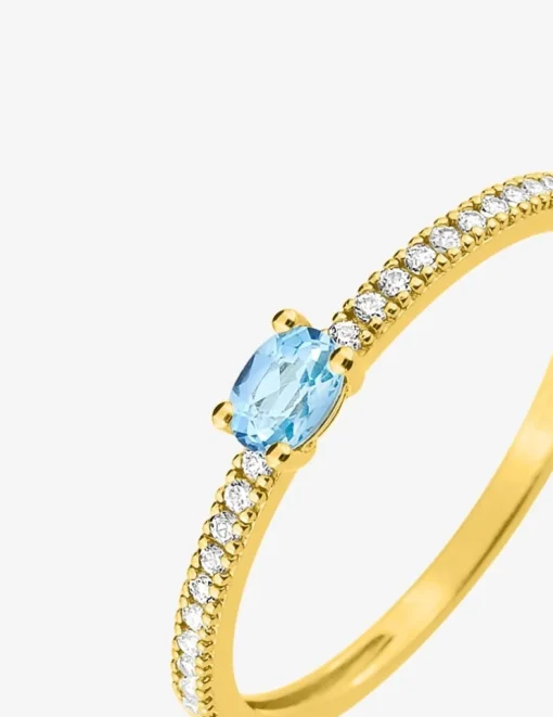 Bague or jaune 375‰, topaze, oxyde de zirconium SO OR