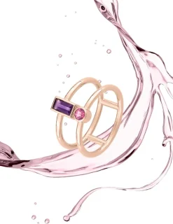 Bague or rose 750 ‰ améthyste tourmaline rose SO OR