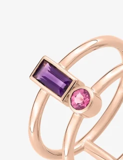 Bague or rose 750 ‰ améthyste tourmaline rose SO OR