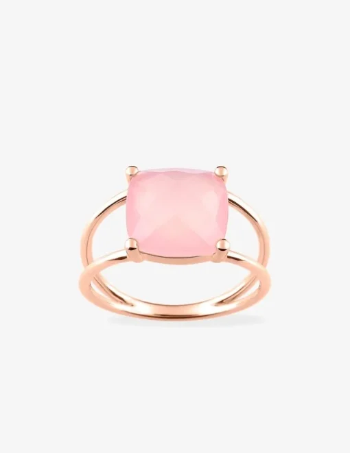 Bague or rose 750 ‰ calcédoine rose SO OR