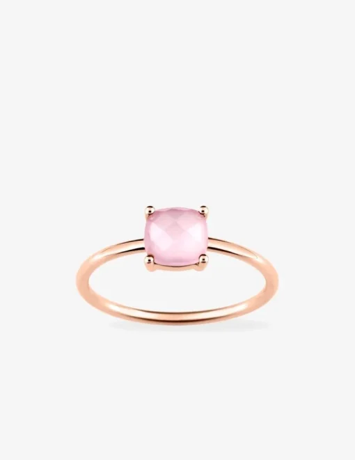 Bague or rose 750 ‰ et calcédoine rose SO OR